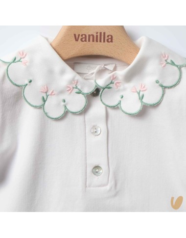 Polo in jersey co collar flowers
