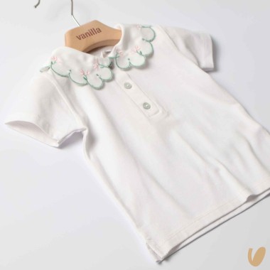 Polo in jersey co colletto fiori T-Shirt e Salopette