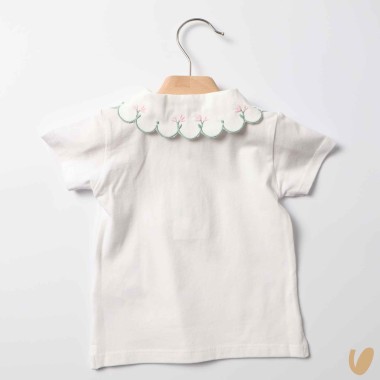 Polo in jersey co colletto fiori T-Shirt e Salopette