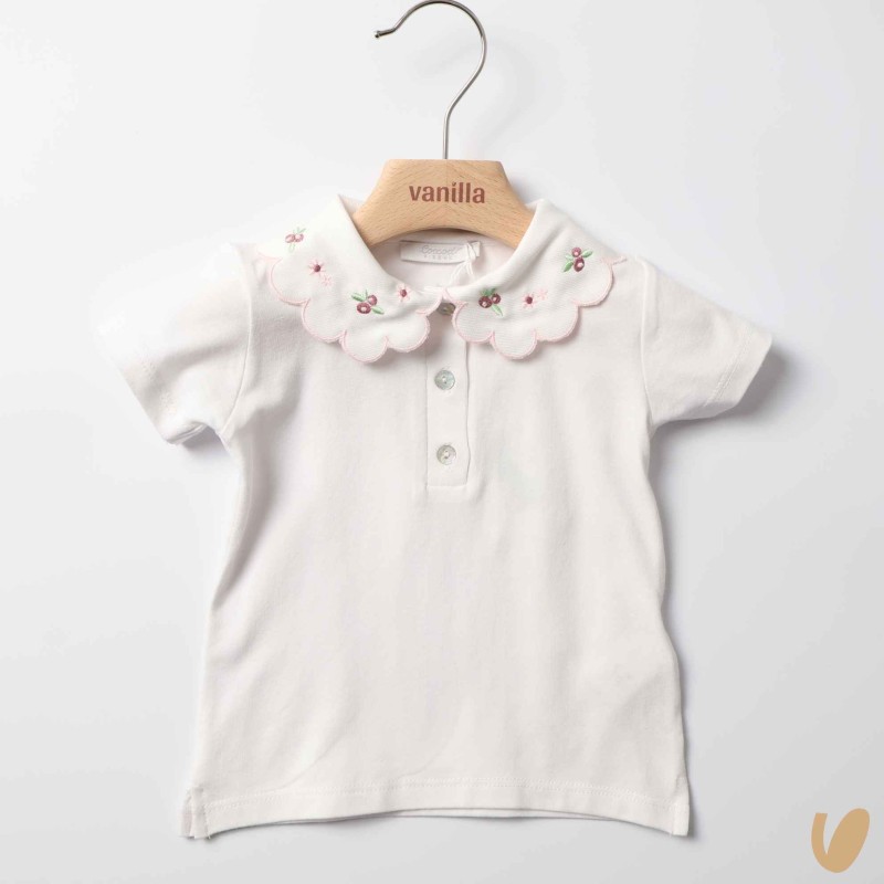 Polo in jersey co colletto fiori T-Shirt e Salopette