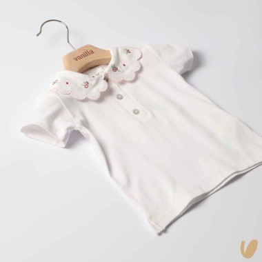 Polo in jersey co colletto fiori T-Shirt e Salopette