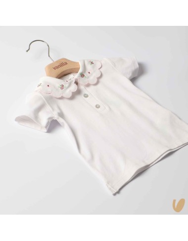 Polo in jersey co collar flowers