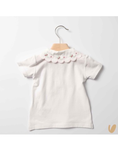 Polo in jersey co collar flowers