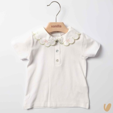 Polo in jersey co colletto fiori T-Shirt e Salopette