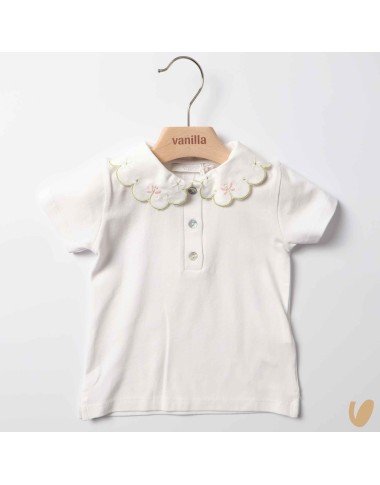 Polo in jersey co collar flowers