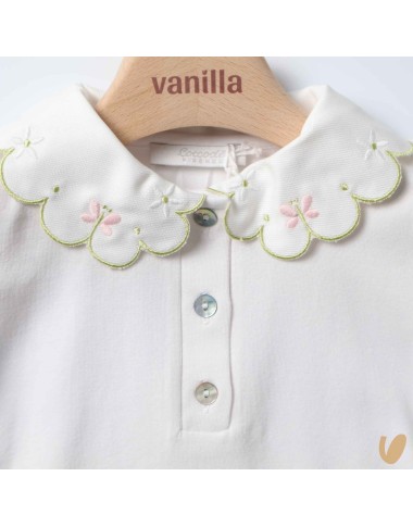 Polo in jersey co collar flowers