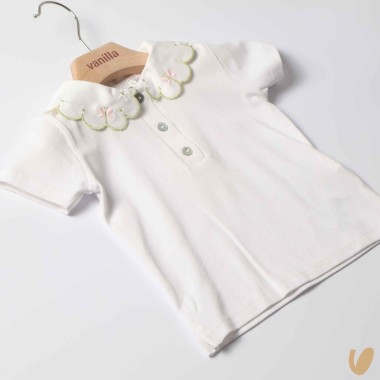 Polo in jersey co colletto fiori T-Shirt e Salopette