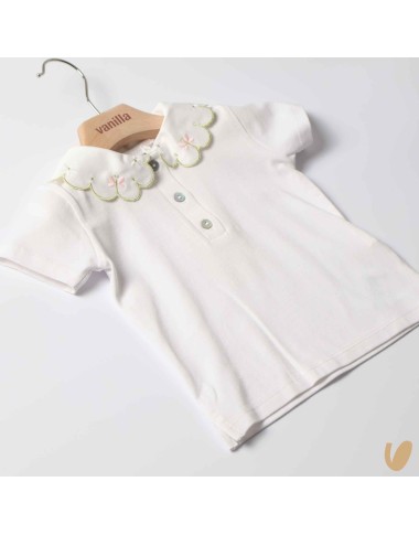 Polo in jersey co collar flowers