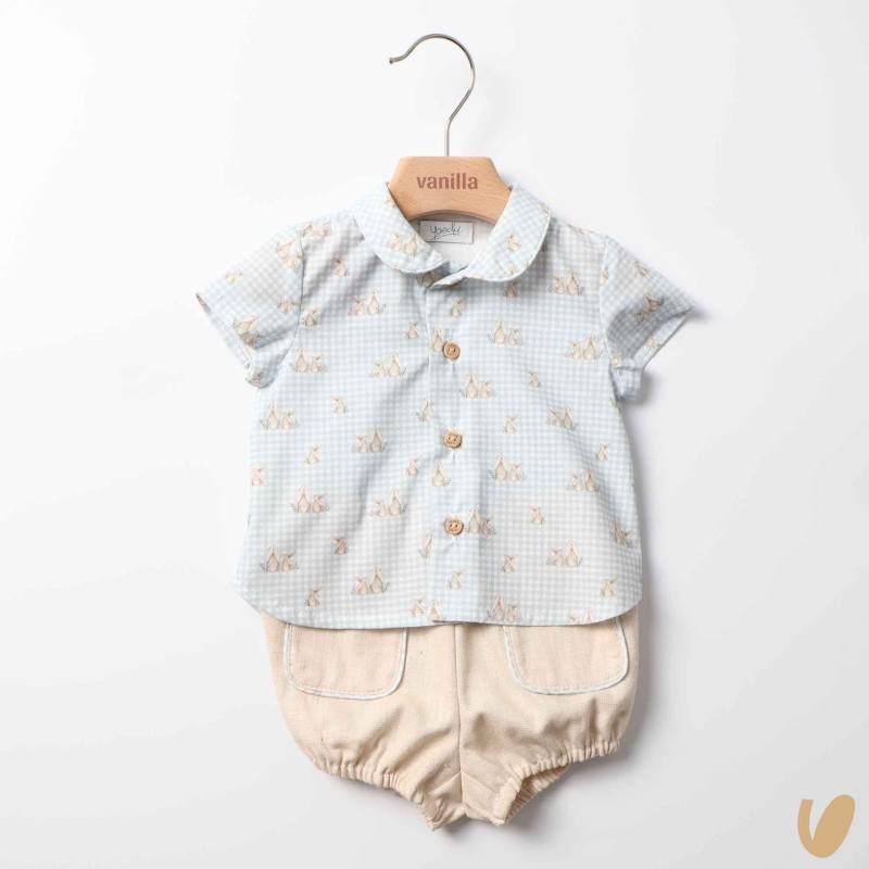 Camicia coniglietti e short Completo e Pagliaccetto