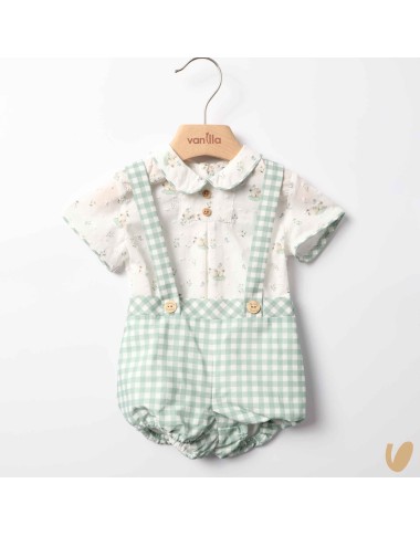 Vichy dungarees and bunny shirt