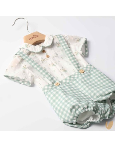 Vichy dungarees and bunny shirt