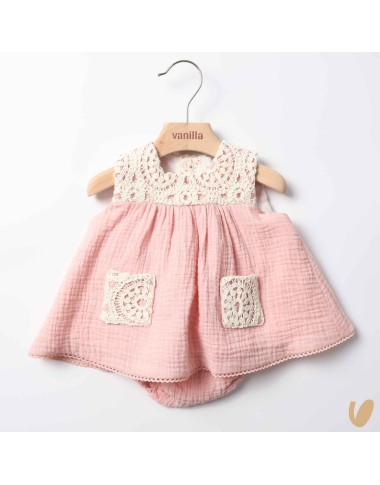 Mini abito in mussola e crochet Abito e Tute