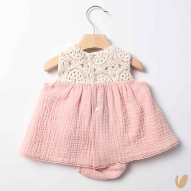 Mini abito in mussola e crochet Abito e Tute