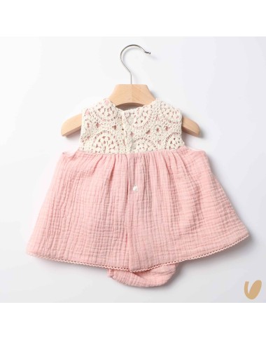 Mini muslin dress and crochet