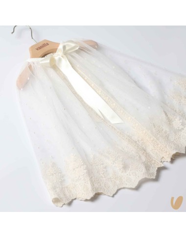 Tulle and macramé cape