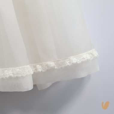 Abito organza di seta ricamato a mano Battesimo