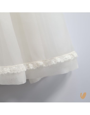 Abito organza di seta ricamato a mano Battesimo