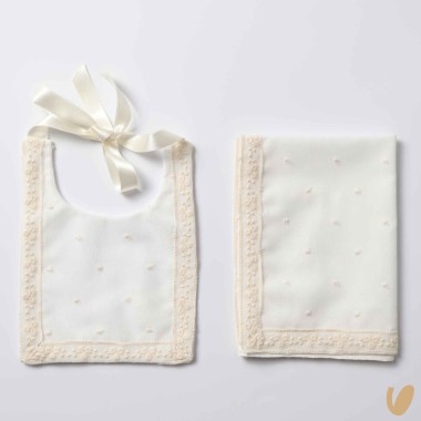 Set bavetta e mussola battesimo Cardigan e Accessori
