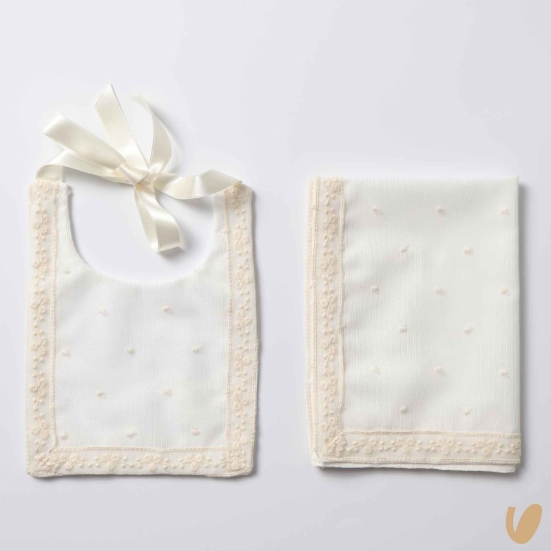 Set bavetta e mussola battesimo Cardigan e Accessori