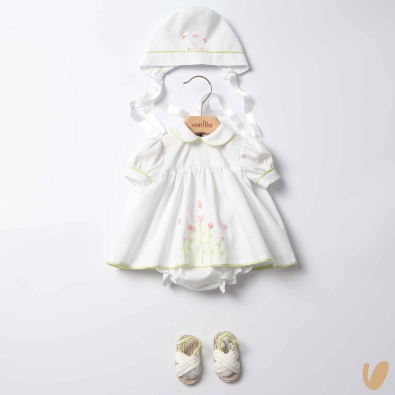 Completo nascita in piquè fiori e farfalle Set Nascita e Uscita Clinica