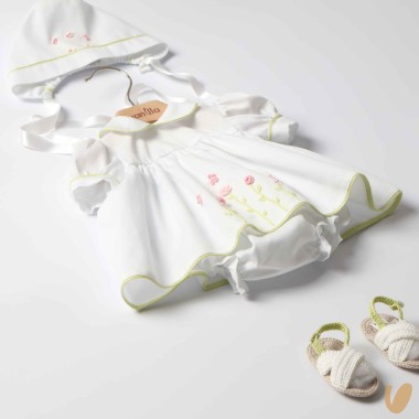 Completo nascita in piquè fiori e farfalle Set Nascita e Uscita Clinica