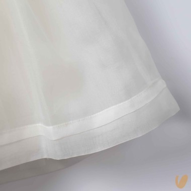 Abito in organza di seta punto smock Battesimo