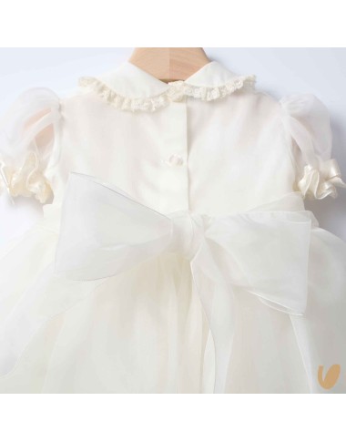 Abito in organza di seta punto smock Battesimo