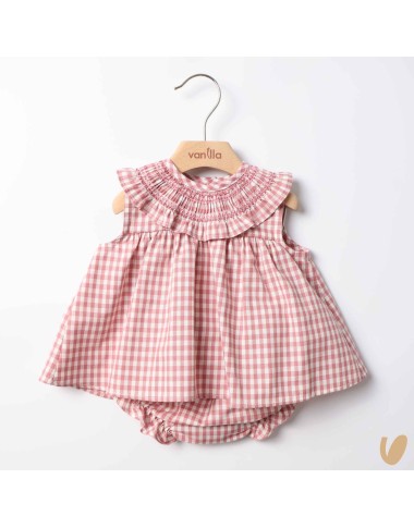 Vichy mini dress with culotte