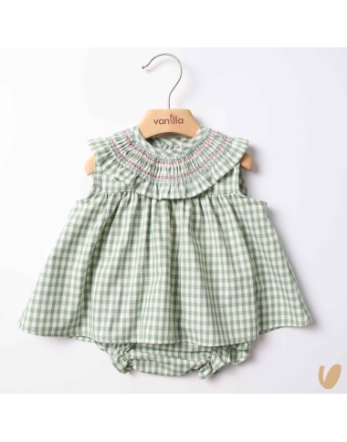 Vichy mini dress with culotte