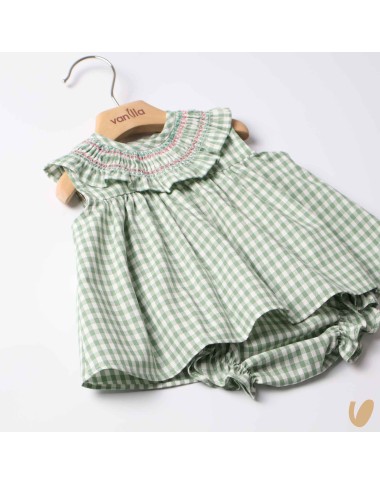 Vichy mini dress with culotte