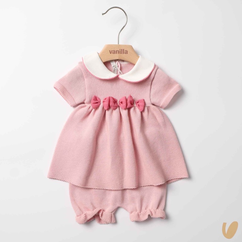 Completo in filo fiocchetti cady Set Nascita e Uscita Clinica