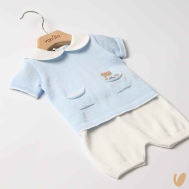 Completo nascita in filo orsetto Completo e Pagliaccetto