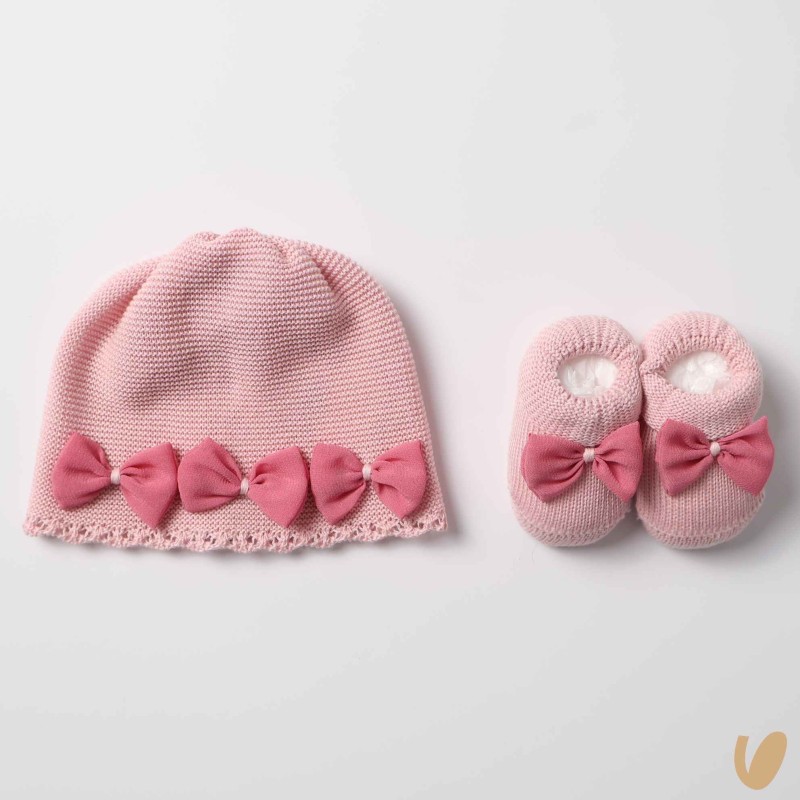 Cappello e babbucce fiocchettini Cappello e Guanti