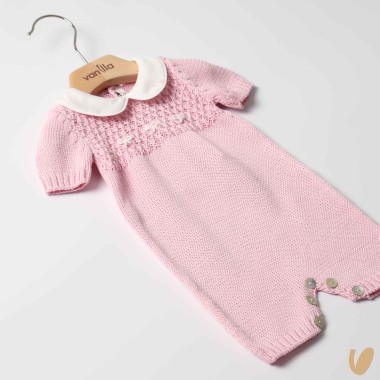 Pagliaccetto in filo nodi d'amore ricamati a mano Set Nascita e Uscita Clinica