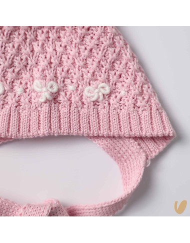 Scarpette e cuffia nodi d'amore ricamati a mano Cappello e Guanti