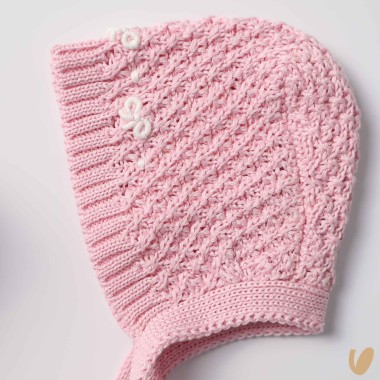 Scarpette e cuffia nodi d'amore ricamati a mano Cappello e Guanti