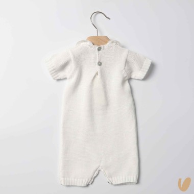 Pagliaccetto in filo roselline ricamate a mano Set Nascita e Uscita Clinica