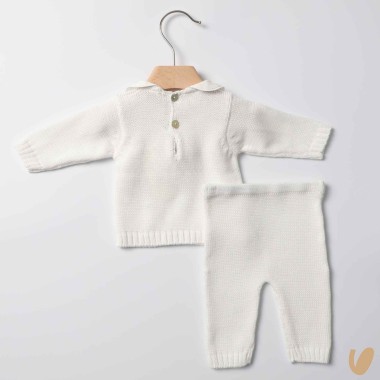 Completo in filo roselline ricamate a mano Set Nascita e Uscita Clinica