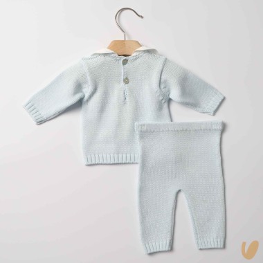 Completo in filo roselline ricamate a mano Set Nascita e Uscita Clinica