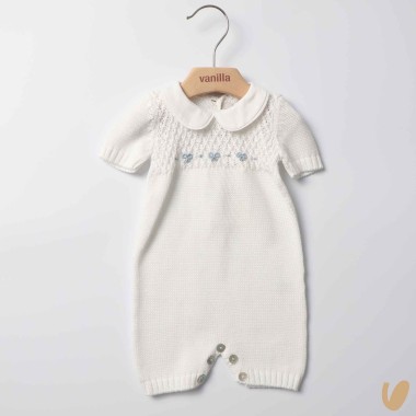 Pagliaccetto in filo nodi d'amore ricamati a mano Set Nascita e Uscita Clinica