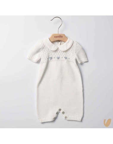 Hand embroidered love romper in wire