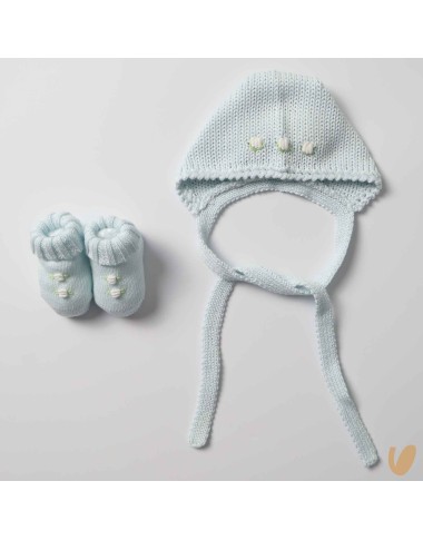 Scarpette e cuffia roselline ricamate a mano Cappello e Guanti