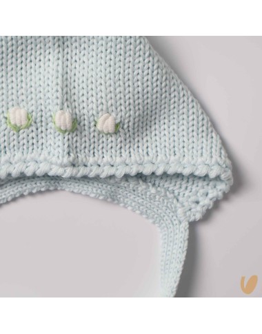 Scarpette e cuffia roselline ricamate a mano Cappello e Guanti