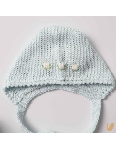 Scarpette e cuffia roselline ricamate a mano Cappello e Guanti