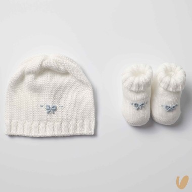 Scarpette e cappello nodo d'amore ricamato a mano Cappello e Guanti