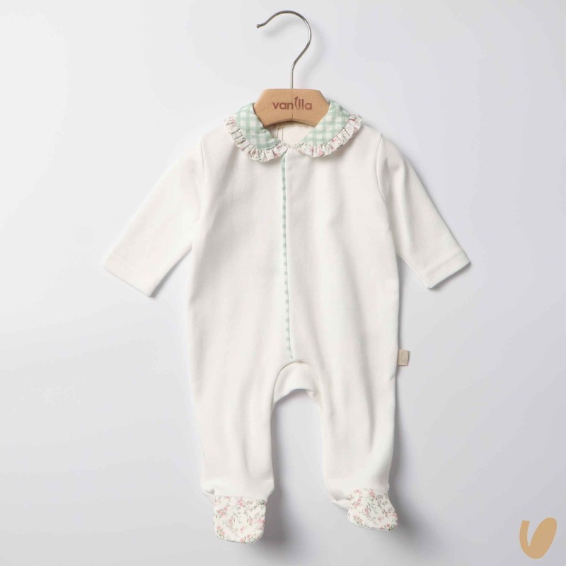 Tutina cotone vichy e fiori Tutina