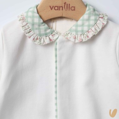 Tutina cotone vichy e fiori Tutina