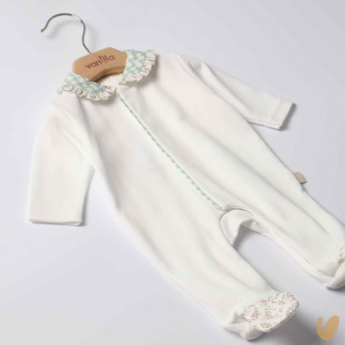 Tutina cotone vichy e fiori Tutina