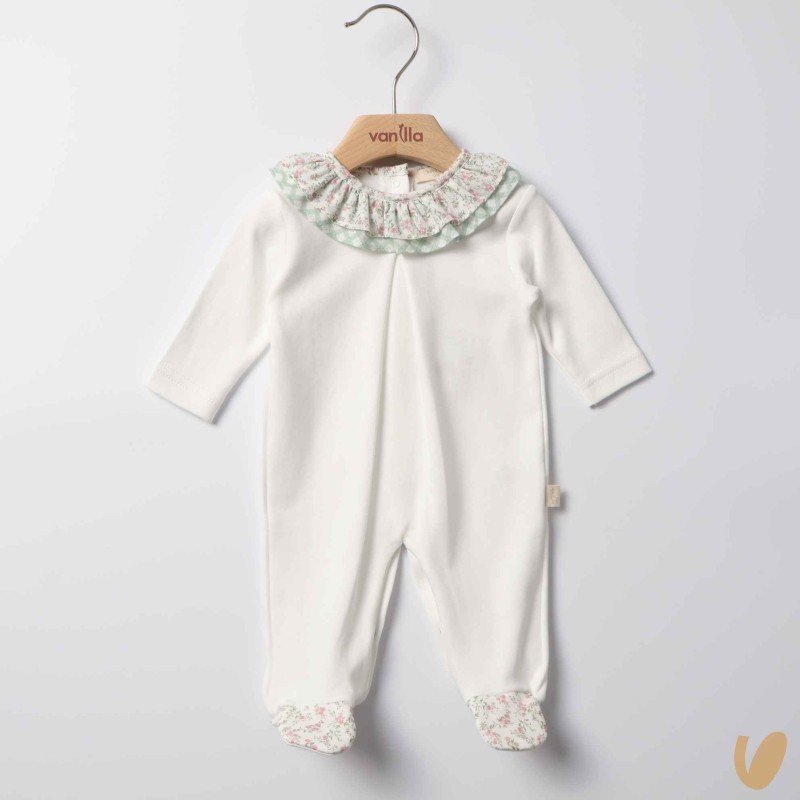 Tutina cotone vichy e fiori Tutina