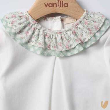 Tutina cotone vichy e fiori Tutina